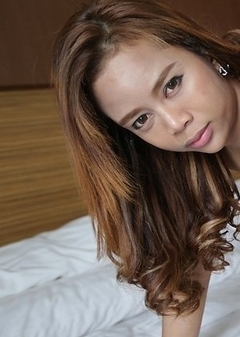 Sweet 23yo sexy Thai ladyboy Mond enjoys getting naughty with big white cock