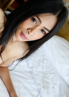 25yo hot Thai ladyboy Pang taking white cock up her ass
