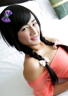 20yo shy Thai shemale Gif sucks off white cock and gets a cumbath