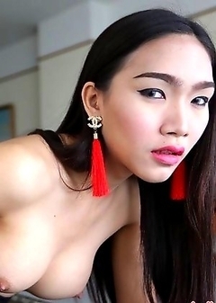 Lovely big-dicked Thai Ladyboy ivy opens ass for tourist after date