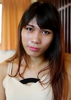 19 year old horny Thai ladyboy Noody  does a striptease for white tourist